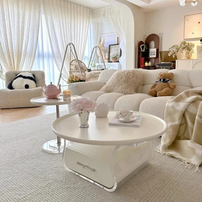 Nordic Living Room Coffee Tables Modern Design Glam Round Coffee Tables Minimalist Unique Tavolino Da Salotto Home Furniture