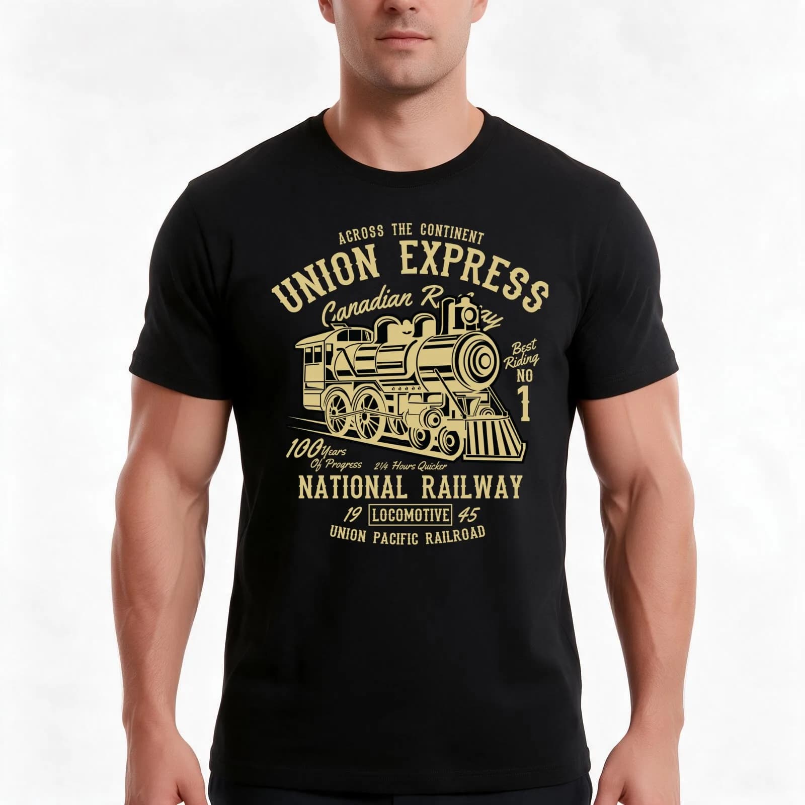 Union Express Canadian Railway 2 T-Shirt, Summer Casual Cotton Tee, Oversized Streetwear Tops, Vintage Graphic Print
