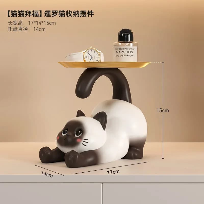 Desktop ornament creative luxury Siamese cat key storage entrance shoe cabinet decoration new home gift