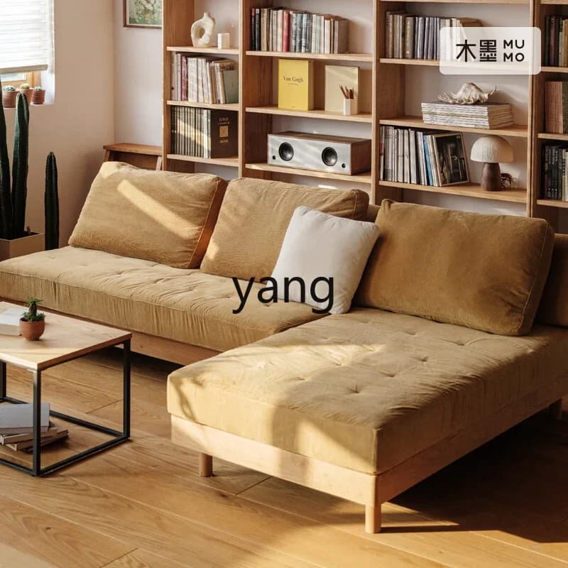 LMM warm island sofa living room three-person solid wood removable and washable modern simple combination fabric