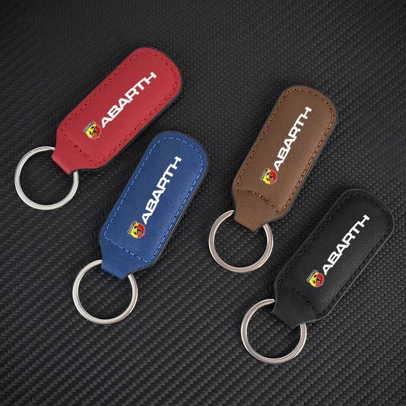 Premium Leather Car Key Pendant Key Ring Decoration Accessory For Abarth 500 595 695 124 Spider 500e