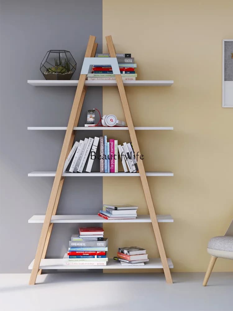 FGSimple modern solid wood floor rack living room creative design Nordic home display rack