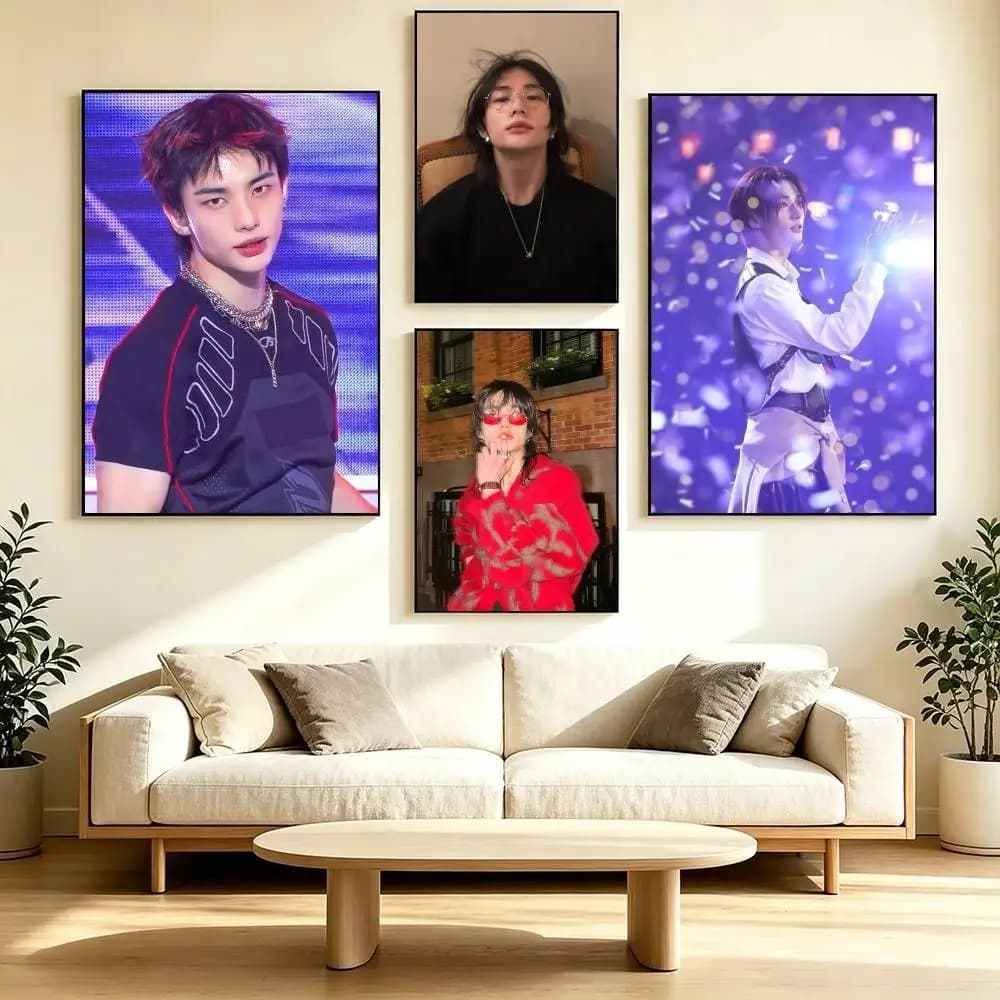 H-Hyunjin Kpop Main Dancer  Poster High Quality Dorm Living Room Aesthetic Wall Decoration Painting Stickers Gift