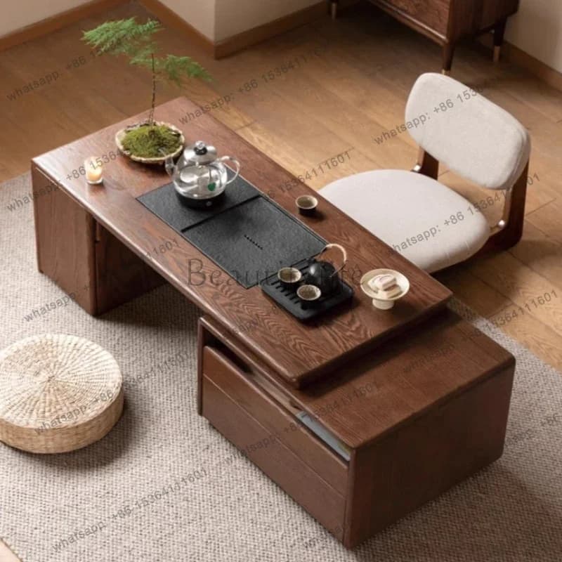 LD Unique Standing Coffee Table Nordic Wood Adjustable Simple Antique  Accessories Japanese Meubles Salon Furniture