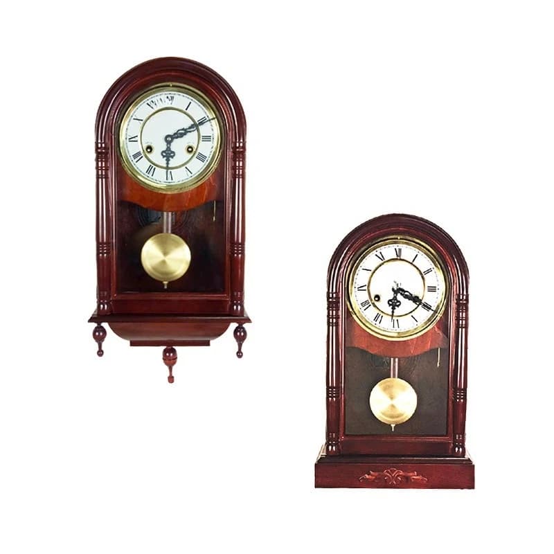 New Chinese antique wall clock living room advanced feng shui solid wood mechanical desk clock stop report copper