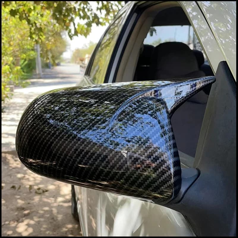 Car Styling For Toyota Corolla 2009-2013 Door Side Wing Rearview Mirror Cover Caps Shell With OX Horn Trim Auto Accessories