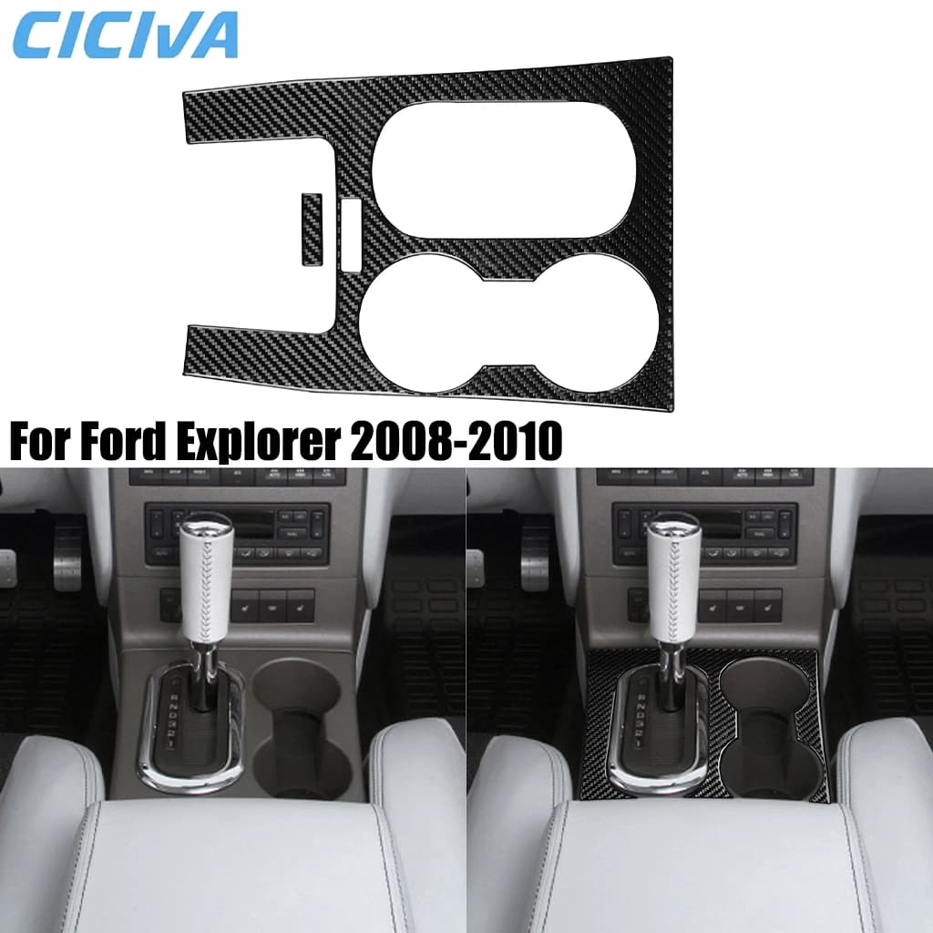 For Ford Explorer 2008-2010 Carbon Fiber Automatic Gear Shift Panel Decorative Interior Car Accessories Cover Stickers Auto Trim