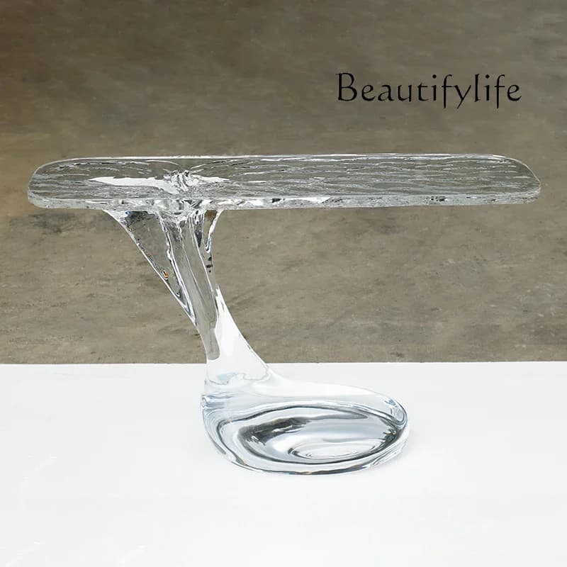 BJ Modern Entrance Door Porch Storage Table Transparent Resin Sofa Side Few Living Room Against The Wall Table Customization