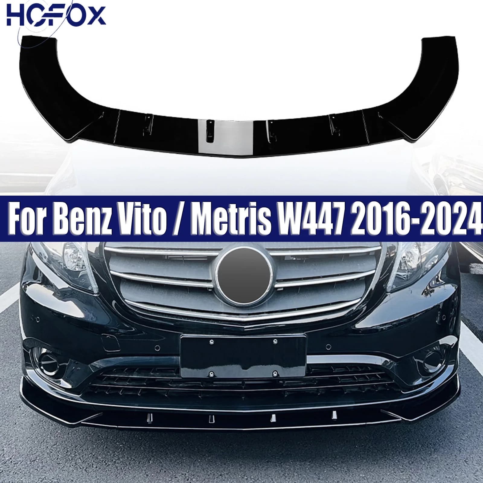 For Benz Vito / Metris W447 2016-2024 Front Bumper Lip Spoiler Front Bumper Protector  Lower Blade Splitter Auto Parts