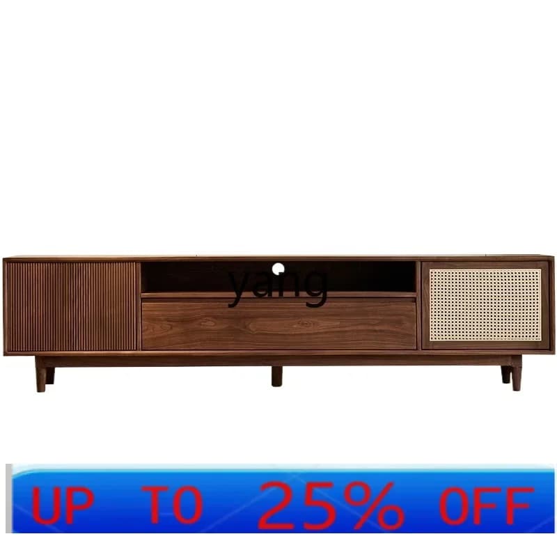 LH TV cabinet coffee table combination retro solid wood living room storage cabinet