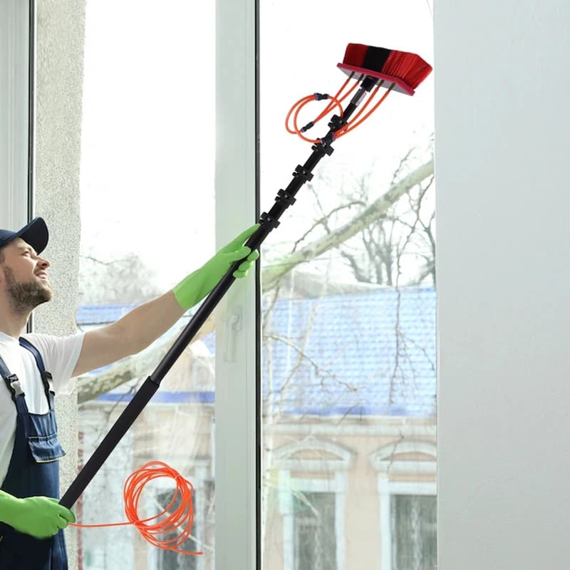 ft Length Brush Cleaning System Washing Fed Pole Kit with Hose Window Glass, Panel