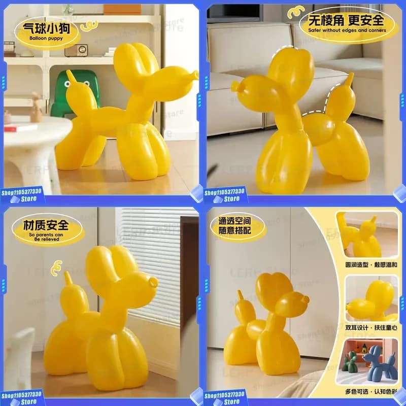 Nordic Creative Balloon Dog Stool Plastic Children Chair Living Room Small Seat Light Luxury Home Decor Internet Celebrity