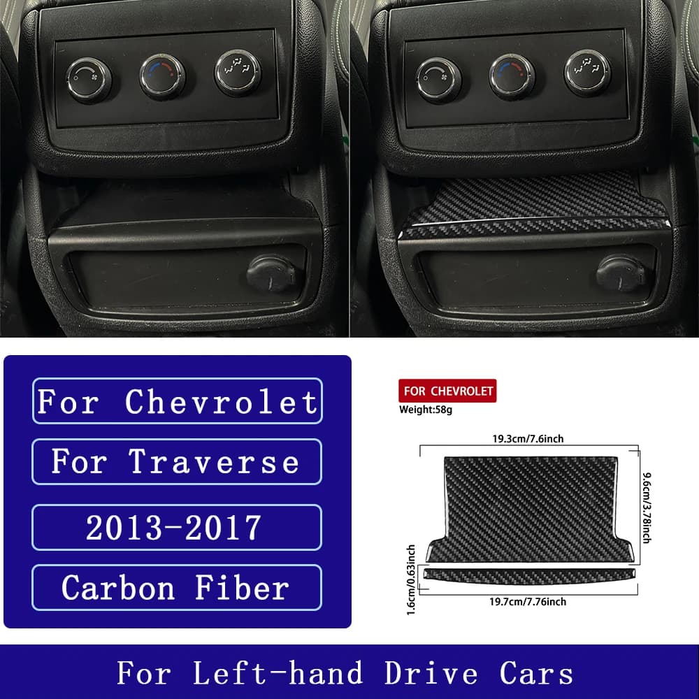 For Chevrolet Traverse 2013-2017 Carbon Fiber Rear center storage panel Cover Car Accessories Interior Decorative Stickers