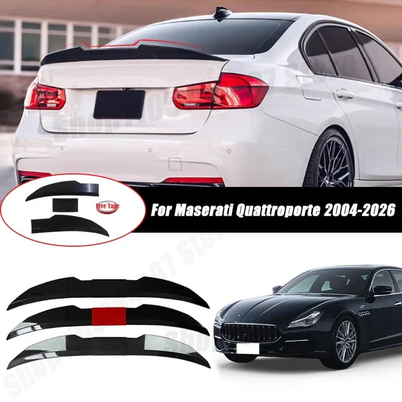 3pcs Sedan Rear Trunk Spoiler For Maserati Quattroporte 2004-2026 Adjustable DIY Modified Trunk Spoiler Automotive Accessories