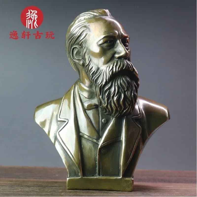 Vintage Pure Copper Statues of the Four Great Comarchs: Marx, Engels, Lenin, and Stalin - Home Decorative Ornaments