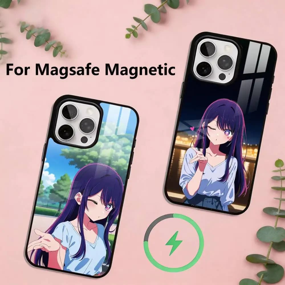 Anmie W-OSHI NO KO Phone Case Magnetic with Magsafe Wireless Charging For iPhone17,16,15,14,13,12,11 Plus,Pro