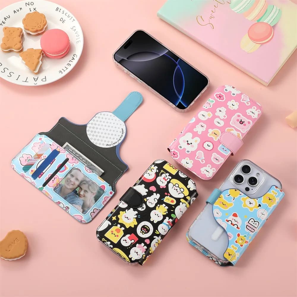 Detachable Magnetic Wallet Card Case with Transparent Phone Case for iPhone 16e 15 14 Plus 13 12 Pro Max Protective Cover