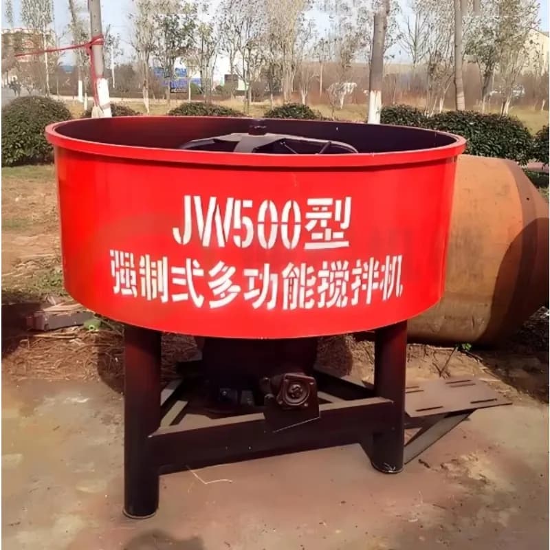 500L Forced Rotation Flat-mouth Electric Concrete Mixer, Fitted with Manual Discharge&Water Pump Ideal for Various Construction