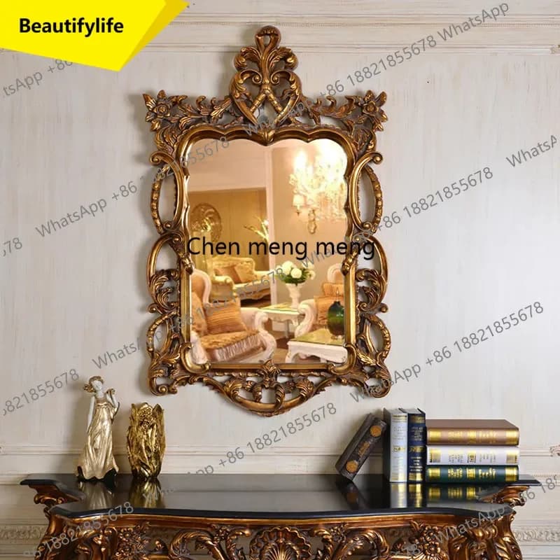 6239  Customized retro irregular decorative mirror advanced sense fireplace mirror wall hanging high definition makeup mirror
