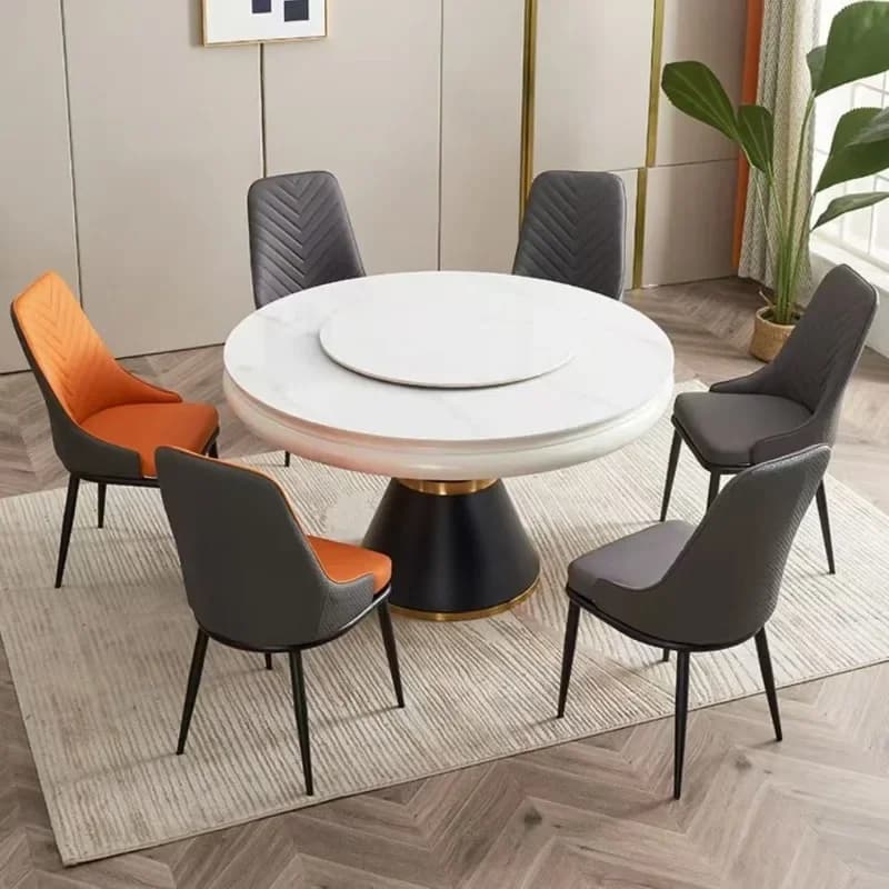Rotating deformation telescopic rock slab dining table dining table household small apartment dining table villa can expand