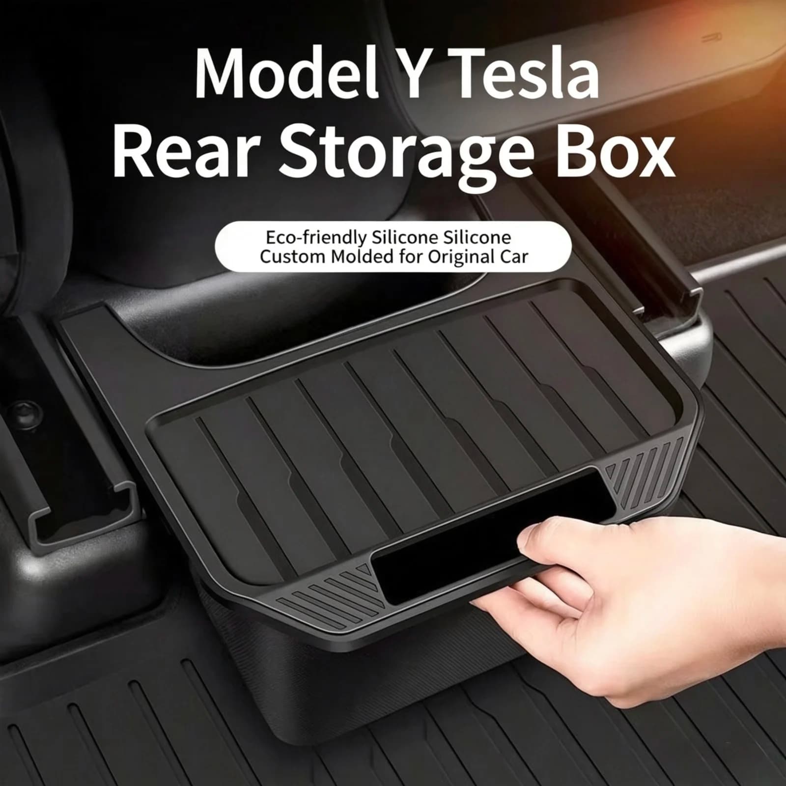 For Tesla Model Y Rear Seat Storage Box Under Air Vent Storage Case Trash Can Organizer Car Interior Accessories 2024 1pc