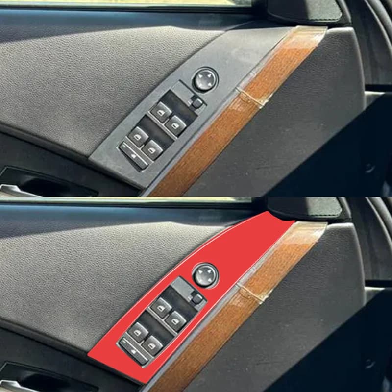 Car Window Lifter Switch Panel Frame Trim Cover Sticker For BMW 5 Series E60 2004 2005 2006 2007 Accessories