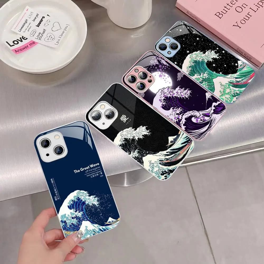 The Great Wave Off Kanagawa Art For IPhone 14 13 12 Mini 11 Pro XS Max X XR 14 Plus Tempered Glass Cover