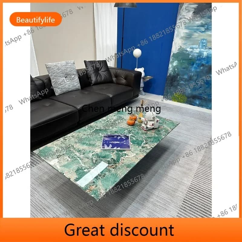 6239 Italian minimalist Amazon green natural marble coffee table living room high-end coffee table