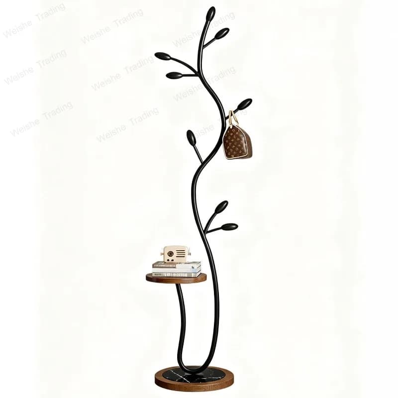 Medieval solid wood multi-functional vertical coat rack French small apartment floor-to-ceiling