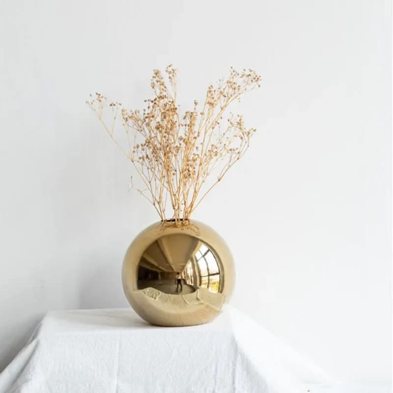 Nordic Golden Ceramic Vase Round Ball Wedding Decoration Vases Desktop Decoration Home Decor Desktop Decoration Flower Pot Вазад
