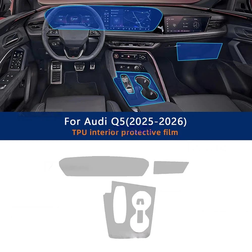 TPU Interior Protective Film for Audi Q5 2025 2026 Car Gear Shift Panel Dashboard Screen Transparent Anti-scratch Sticker PPF