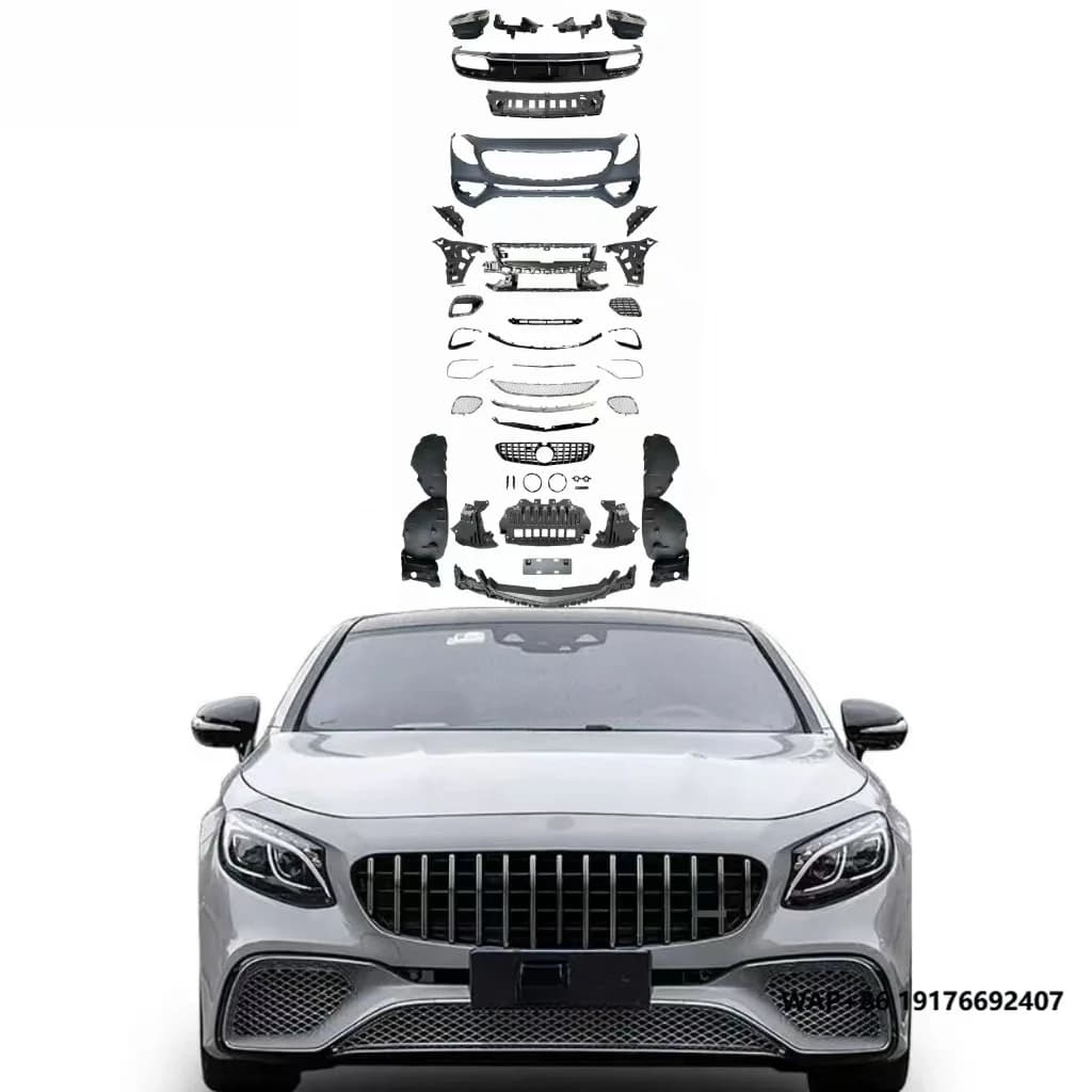 New  Body Kits for 15-18 Benz S Class Coupe C217 Upgrade S65 A-MG Front Car Bumpers Assembly With Grille Rear Diffuser With Tips