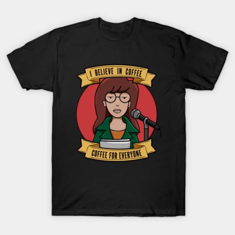 Coffe for everybody Retro Sick sad world Daria Gift t shirt 90s Nostalgia cartoon MTV Graphic Clothes 100% cotton Y2K clothing
