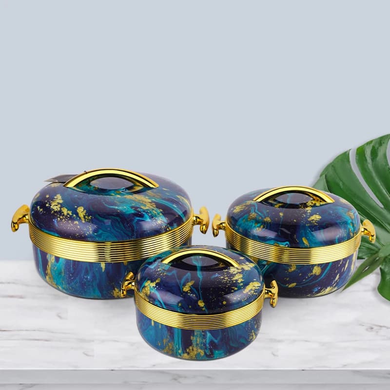 YJM212-F Capacity 1+2L+3.5L Custom Logo Hot Pot Food Warmer Set Marble  Hot Pot Sets Food Warmer  Food Warmer Container