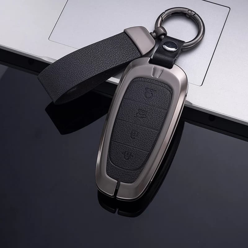 Car Key Holder Case Cover For Hyundai Tucson Solaris Sonata Hybrid NEXO NX4 Santafe Dn8 4 Buttons 2020 2021 2022 Accessories