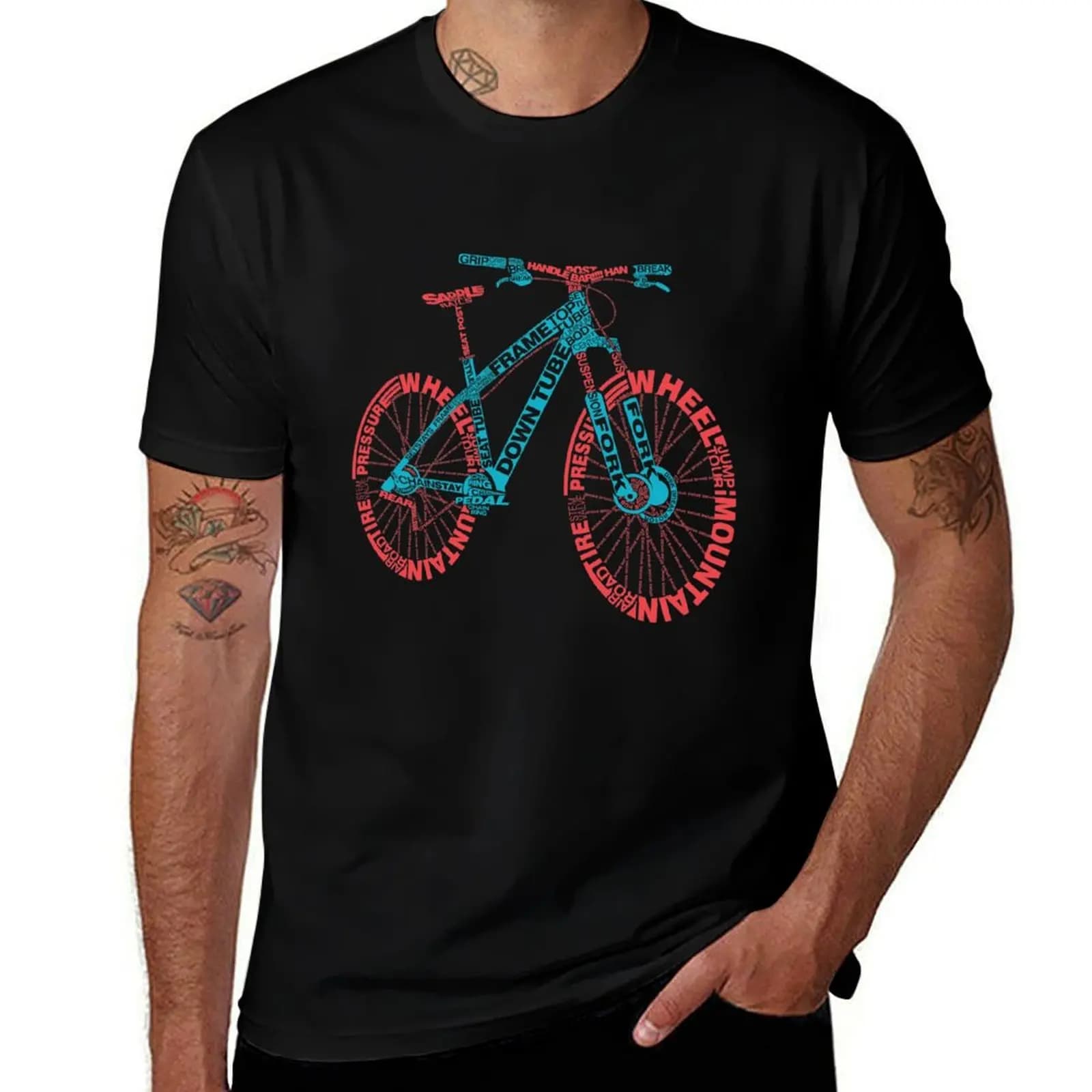 Bicycle Amazing Anatomy Mountain Bike T-Shirt Comfortable Basic Crew Neck Tee T-Shirt