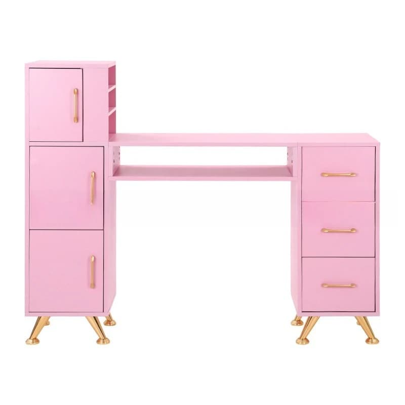 Pink-plated manicure table Large-capacity storage area storage manicure table