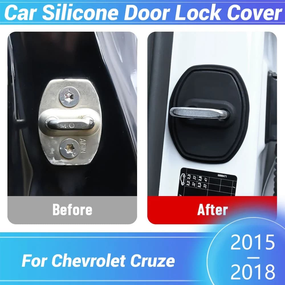 For Chevrolet Cruze 2015-2018 Car Door Latch Anti-collision Automotive Door Lock Silicone Buckle Protector Cover Accessories