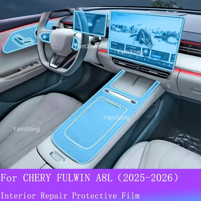 Car Interior Protective Film For CHERY FULWIN A8L 2025-2026 Anti-Scratch Self-Healing Dashboard Center Console Screen Sticker