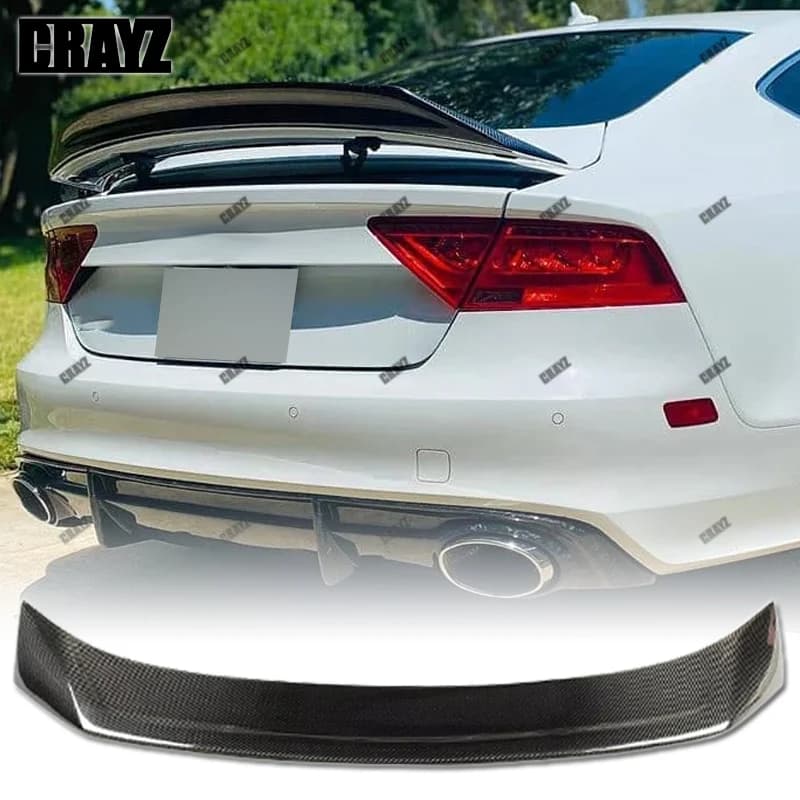AR Style High Quality Real Carbon Fiber Material Spoiler For Audi A7 S7 RS7 2013 - 2018 Carbon Fiber Rear Spoiler Trunk Wing