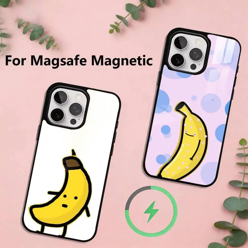 Banana Man Cute Phone Case For iPhone17,16,15,14,13,12,11 Plus,Pro Magnetic with Magsafe Wireless Charging