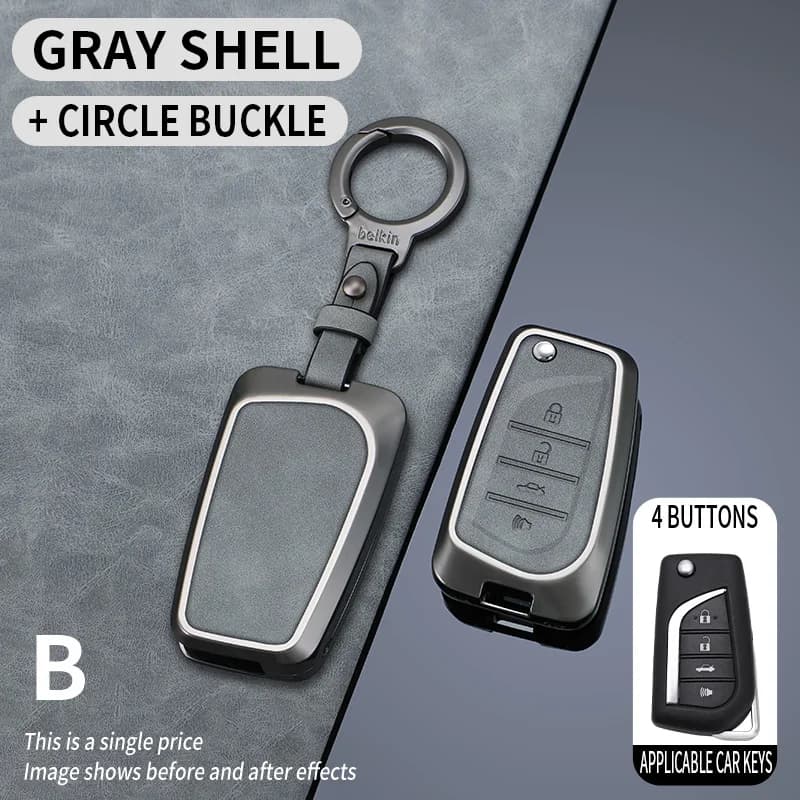 Car Zinc Alloy Leather Flip Key Case Cover Holder For Toyota RAV4 RAV-4 Levin Camry Reiz Highlander Corolla VA2 Accessories