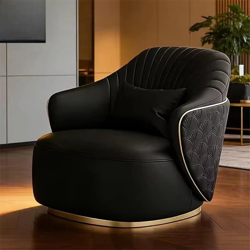 Leather lounge chair, modern luxury armchair for villa apartment living room