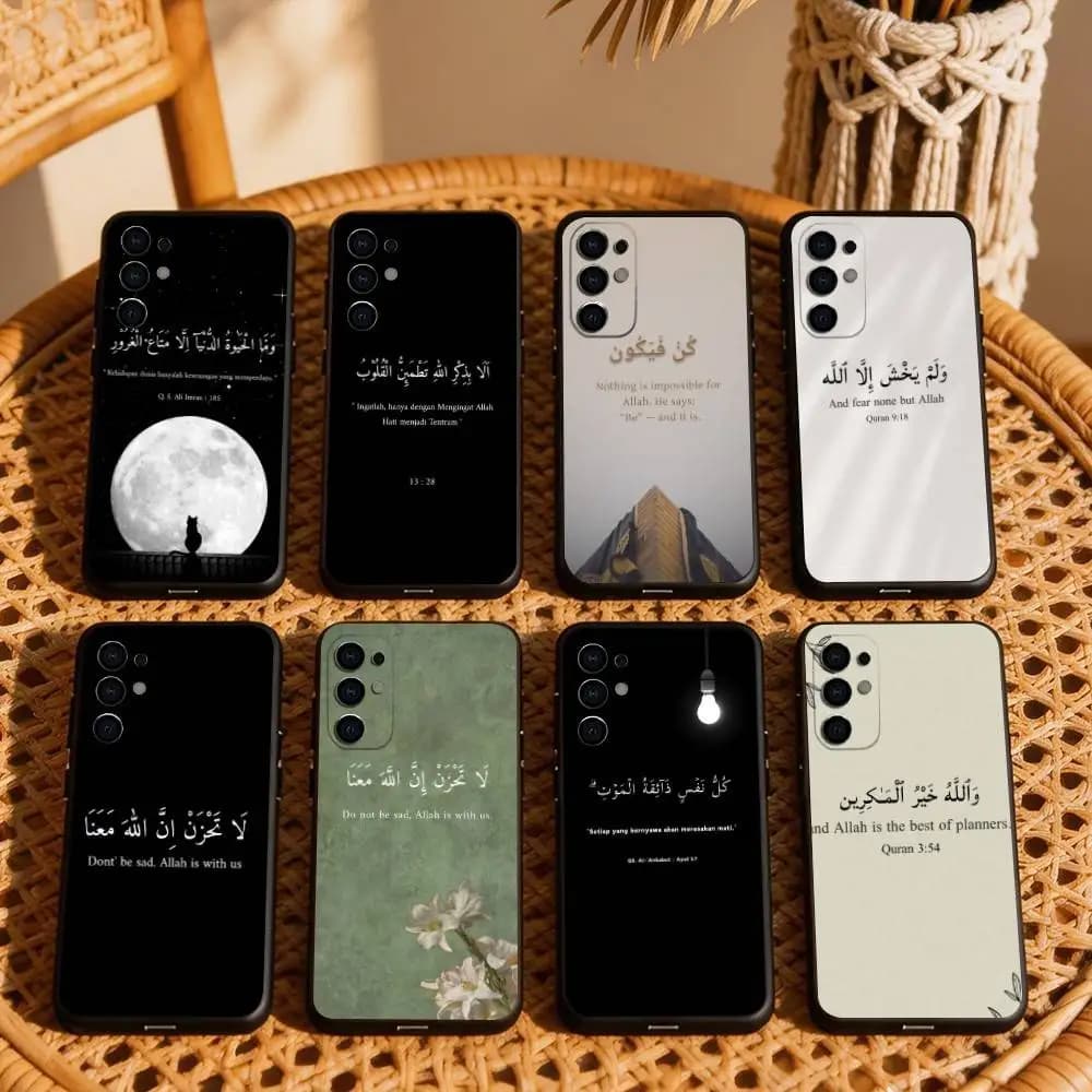 Q-Quran Muslim Quotes  Phone Case For Samsung S25,S24,S21,S22,S23,S30,Ultra,S20,Plus,Fe,Soft Silicone Black Cover