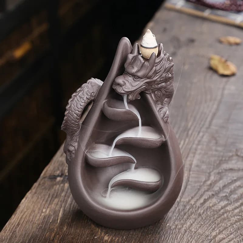 Purple Clay Chinese Dragon Reflux Incense Burner Home Decoration Creative Dragon Reflux Incense Burner Craft Gift