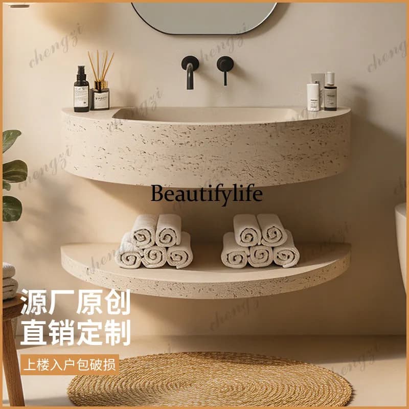 Z138 modern travertine bathroom cabinet integrated wall-mounted toilet wash basin designer artistic personalized washstand