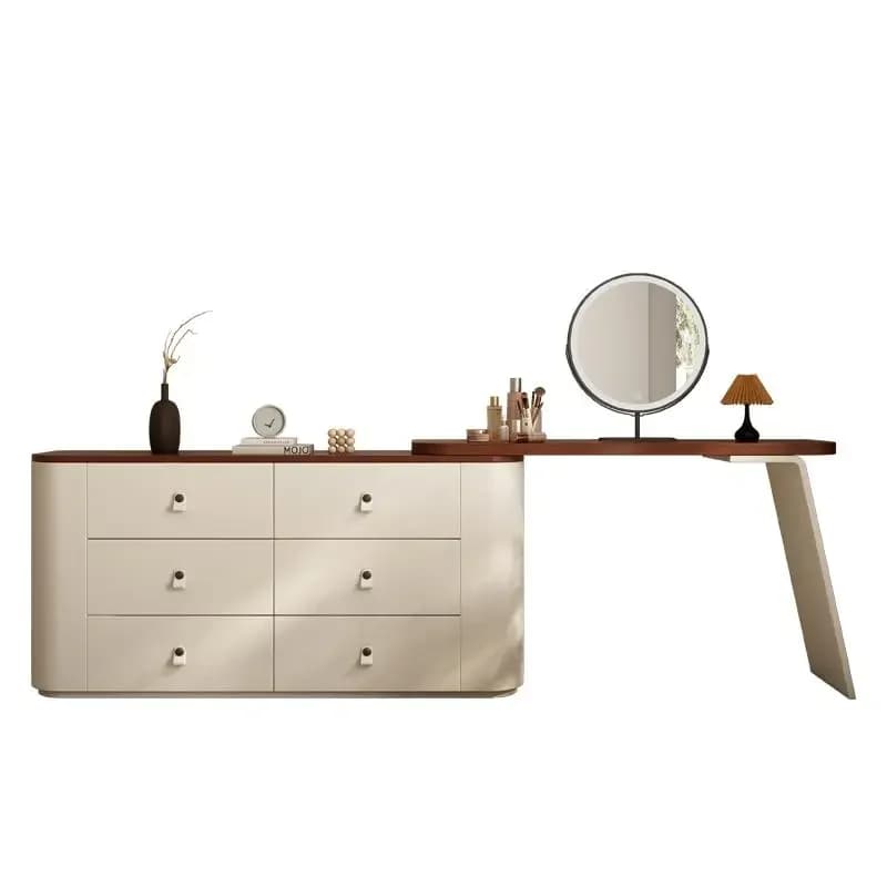 Medieval style modern simple bedroom solid wood dresser chest integrated bedside storage cabinet retractable makeup table