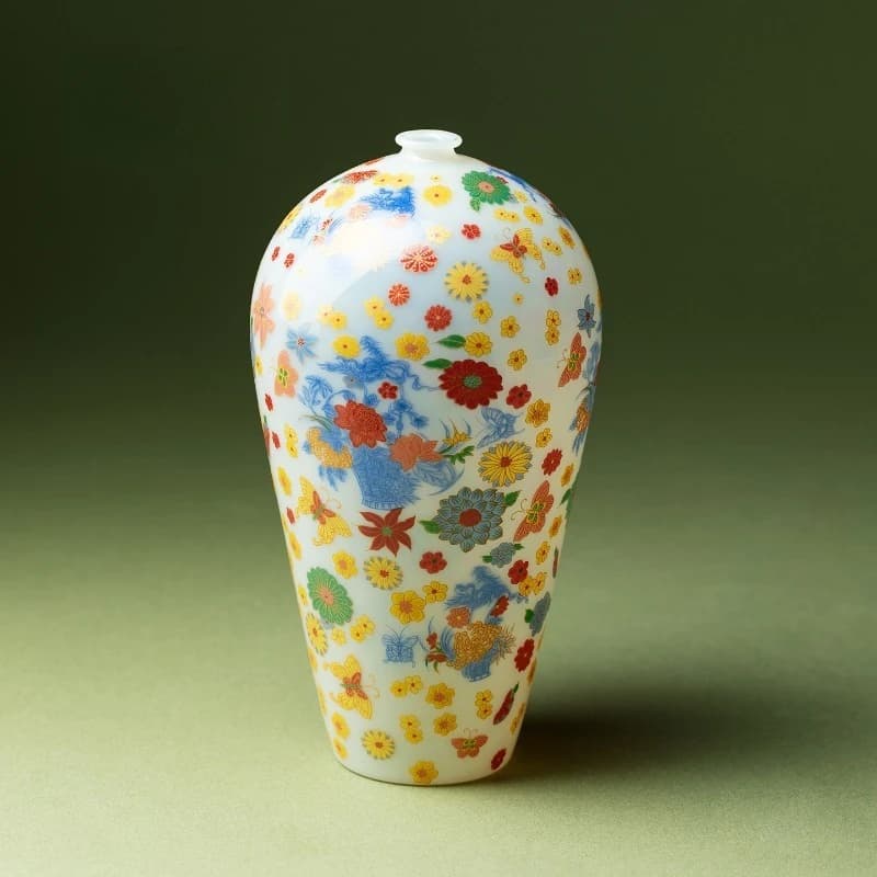 Light Luxury Flower Glass Vase High-end Dried Flower Vase Chinese Home Living Room Decoration Home Decorations Vases Decor
