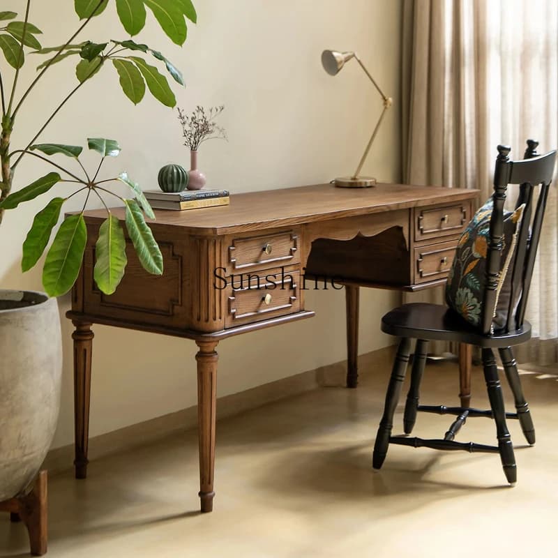 French retro writing table simple modern home black desk