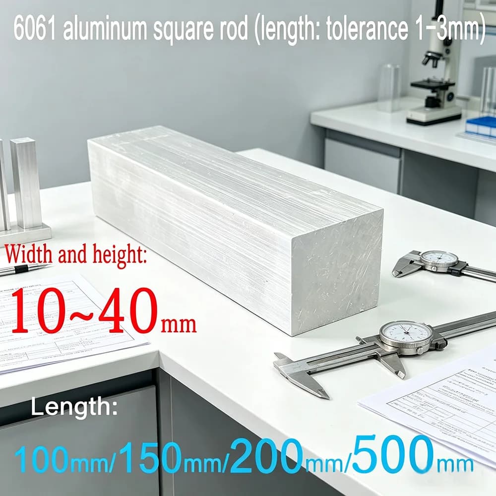 6061 Aluminum Alloy Square Rod, Width and Height of 10-40mm, Length of 100-500mm, Widely Used for Your Selection
